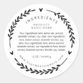 Heart Laurel Wreath Ingredients Label Stickers (Voorkant)