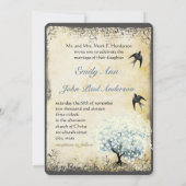 Heart Leaf Blue Tree  Bird Pearl Parchment Kaart (Achterkant)