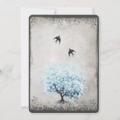 Heart Leaf Blue Tree Bird Silver Parchment Kaart (Voorkant)