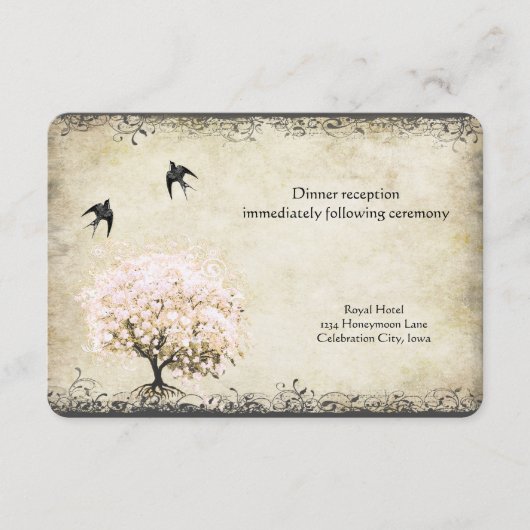 Heart Leaf Blush Pink Tree  Tortelduifjes Informatiekaartje (Voorkant)