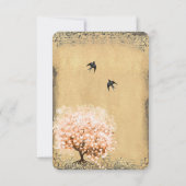 Heart Leaf Coral Tree Love Bird Wedding RSVP (Achterkant)