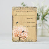 Heart Leaf Coral Tree Love Bird Wedding RSVP (Staand voorkant)