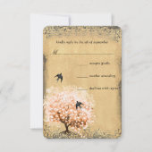 Heart Leaf Coral Tree Love Bird Wedding RSVP (Voorkant)