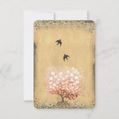 Heart Leaf Coral Tree Love Bird Wedding RSVP Kaartje (Achterkant)