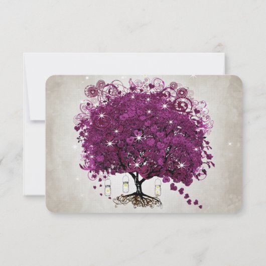 Heart Leaf Dark Sangria Tree Wedding RSVP Kaartje (Achterkant)