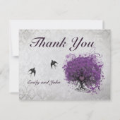 Heart Leaf Eggplant Tree vogels Hartelijk dank Bedankkaart (Voorkant)