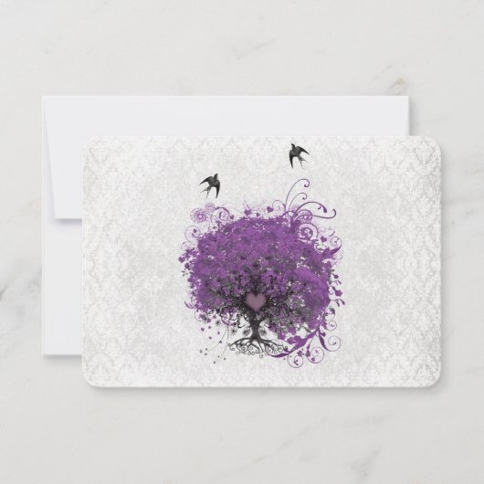 Heart Leaf Eggplant Tree  vogels RSVP Kaartje (Voorkant)