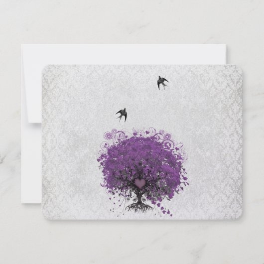 Heart Leaf Eggplant Tree vogels RSVP Kaartje (Voorkant)