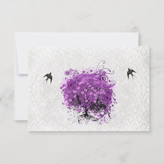Heart Leaf Eggplant Tree vogels RSVP Kaartje (Voorkant)