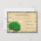 Heart Leaf Emerald Tree Dove Bird Wedding RSVP Kaartje (Voorkant)