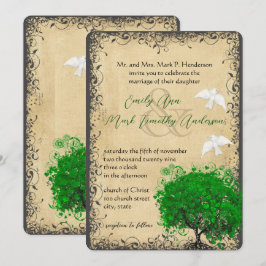 Heart Leaf Emerald Tree  Doves Weddings Kaart