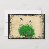 Heart Leaf Emerald Tree Love Bird Wedding RSVP (Achterkant)