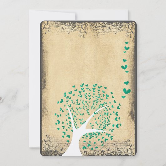 Heart Leaf Emerald Tree  Love Bird Weddings Kaart (Voorkant)