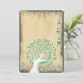 Heart Leaf Emerald Tree  Love Bird Weddings Kaart (Staand voorkant)