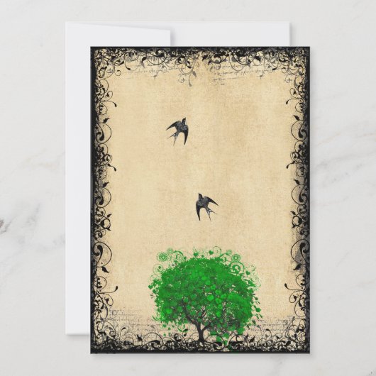 Heart Leaf Emerald Tree  Love Bird Weddings Kaart (Achterkant)