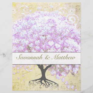 Heart Leaf Lavender Tree Bird Wedding