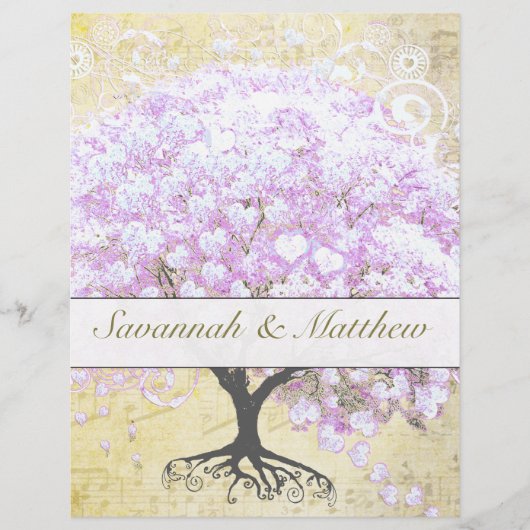 Heart Leaf Lavender Tree Bird Wedding (Voorkant)