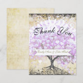 Heart Leaf Lavender Tree Bird Wedding Bedankkaart (Voorkant / Achterkant)