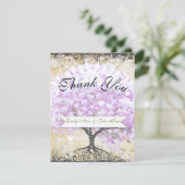 Heart Leaf Lavender Tree Bird Wedding Bedankkaart (Staand voorkant)