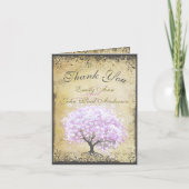 Heart Leaf Lavender Tree  Bird Wedding Bedankkaart (Voorkant)