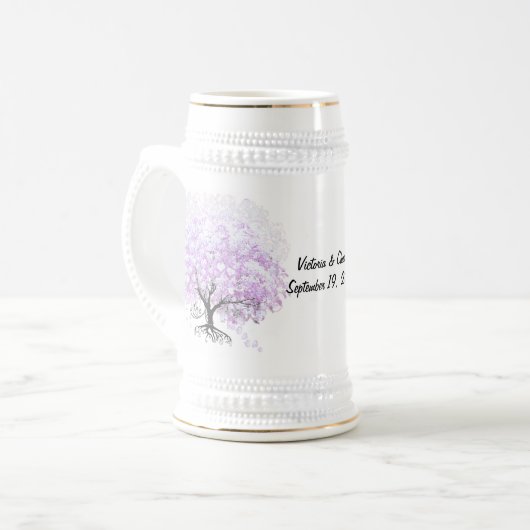 Heart Leaf Lavender Tree  Bird Wedding Bierpul (Voorkant links)
