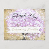 Heart Leaf Lavender Tree Bird Wedding Briefkaart (Voorkant)