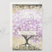 Heart Leaf Lavender Tree  Bird Wedding Briefpapier (Voorkant / Achterkant)