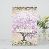 Heart Leaf Lavender Tree  Bird Wedding Briefpapier (Staand voorkant)
