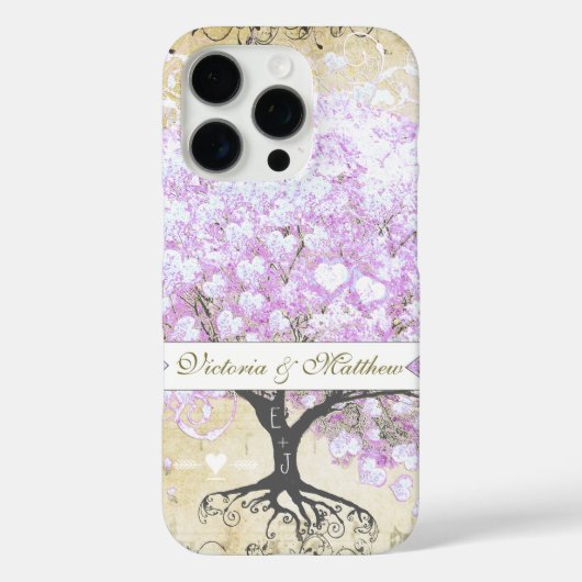 Heart Leaf Lavender Tree Bird Wedding Case-Mate iPhone Case (Achterkant)