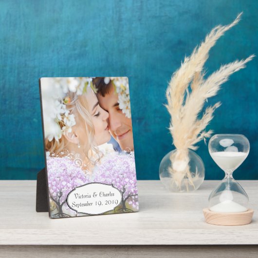 Heart Leaf Lavender Tree  Bird Wedding Fotoplaat (Zijkant)