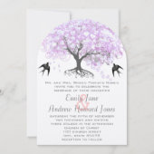 Heart Leaf Lavender Tree  Bird Wedding Kaart (Voorkant)
