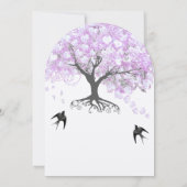 Heart Leaf Lavender Tree  Bird Wedding Kaart (Achterkant)