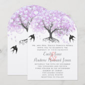 Heart Leaf Lavender Tree  Bird Wedding Kaart (Voorkant / Achterkant)