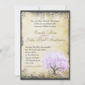 Heart Leaf Lavender Tree  Bird Wedding Kaart (Achterkant)