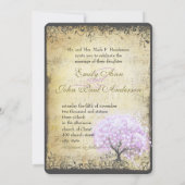 Heart Leaf Lavender Tree  Bird Wedding Kaart (Achterkant)