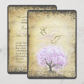 Heart Leaf Lavender Tree  Bird Wedding Kaart (Voorkant / Achterkant)