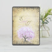 Heart Leaf Lavender Tree  Bird Wedding Kaart (Staand voorkant)