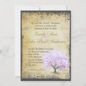 Heart Leaf Lavender Tree Bird Wedding Kaart (Achterkant)