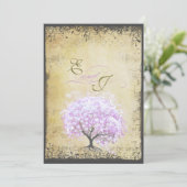 Heart Leaf Lavender Tree Bird Wedding Kaart (Staand voorkant)