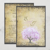 Heart Leaf Lavender Tree Bird Wedding Kaart (Voorkant / Achterkant)