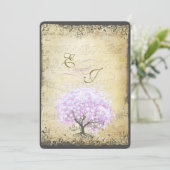 Heart Leaf Lavender Tree  Bird Wedding Kaart (Staand voorkant)