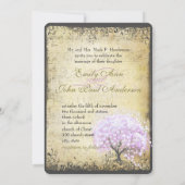 Heart Leaf Lavender Tree  Bird Wedding Kaart (Achterkant)