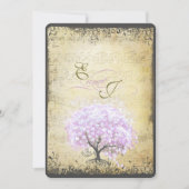 Heart Leaf Lavender Tree  Bird Wedding Kaart (Voorkant)