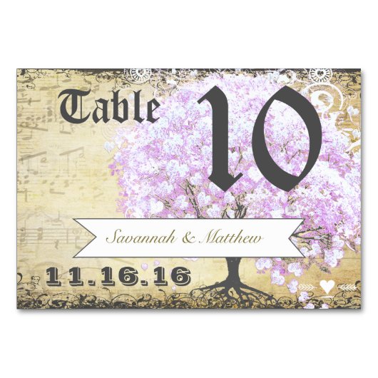 Heart Leaf Lavender Tree  Bird Wedding Kaart (Voorkant)