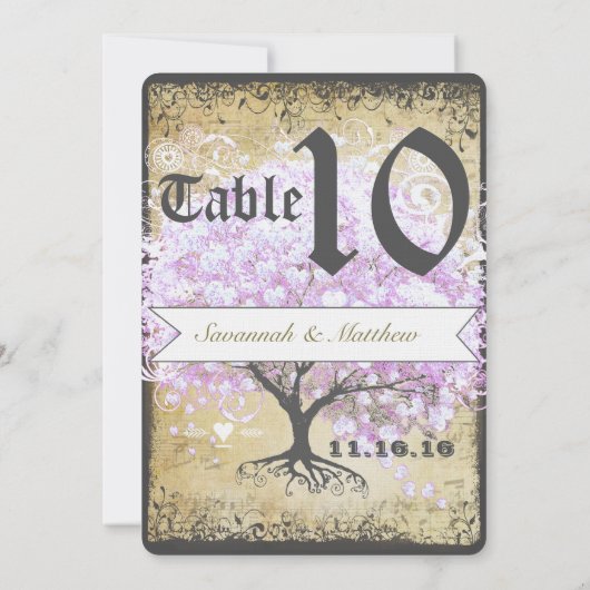 Heart Leaf Lavender Tree  Bird Wedding Kaart