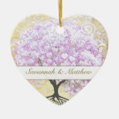Heart Leaf Lavender Tree  Bird Wedding Keramisch Ornament (Voorkant)