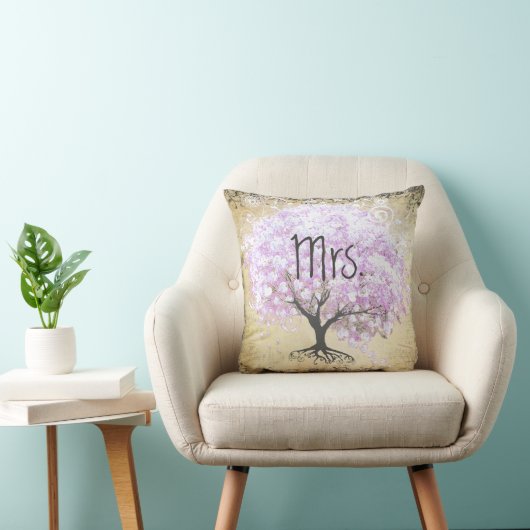 Heart Leaf Lavender Tree  Bird Wedding Kussen (Stoel)