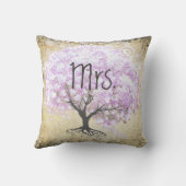 Heart Leaf Lavender Tree  Bird Wedding Kussen (Achterkant)