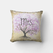 Heart Leaf Lavender Tree  Bird Wedding Kussen (Voorkant)
