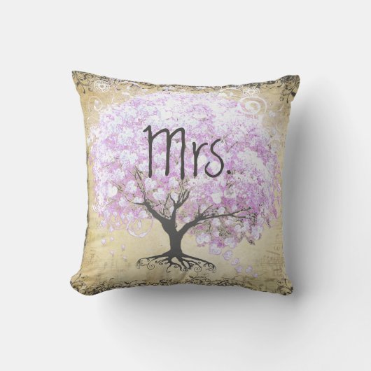 Heart Leaf Lavender Tree  Bird Wedding Kussen (Voorkant)